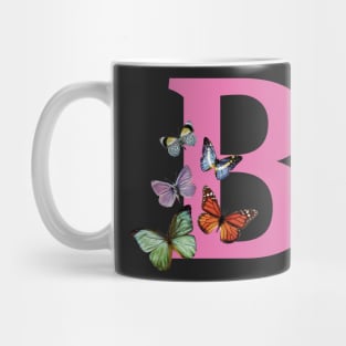 Letter pink B with colorful butterflies Mug